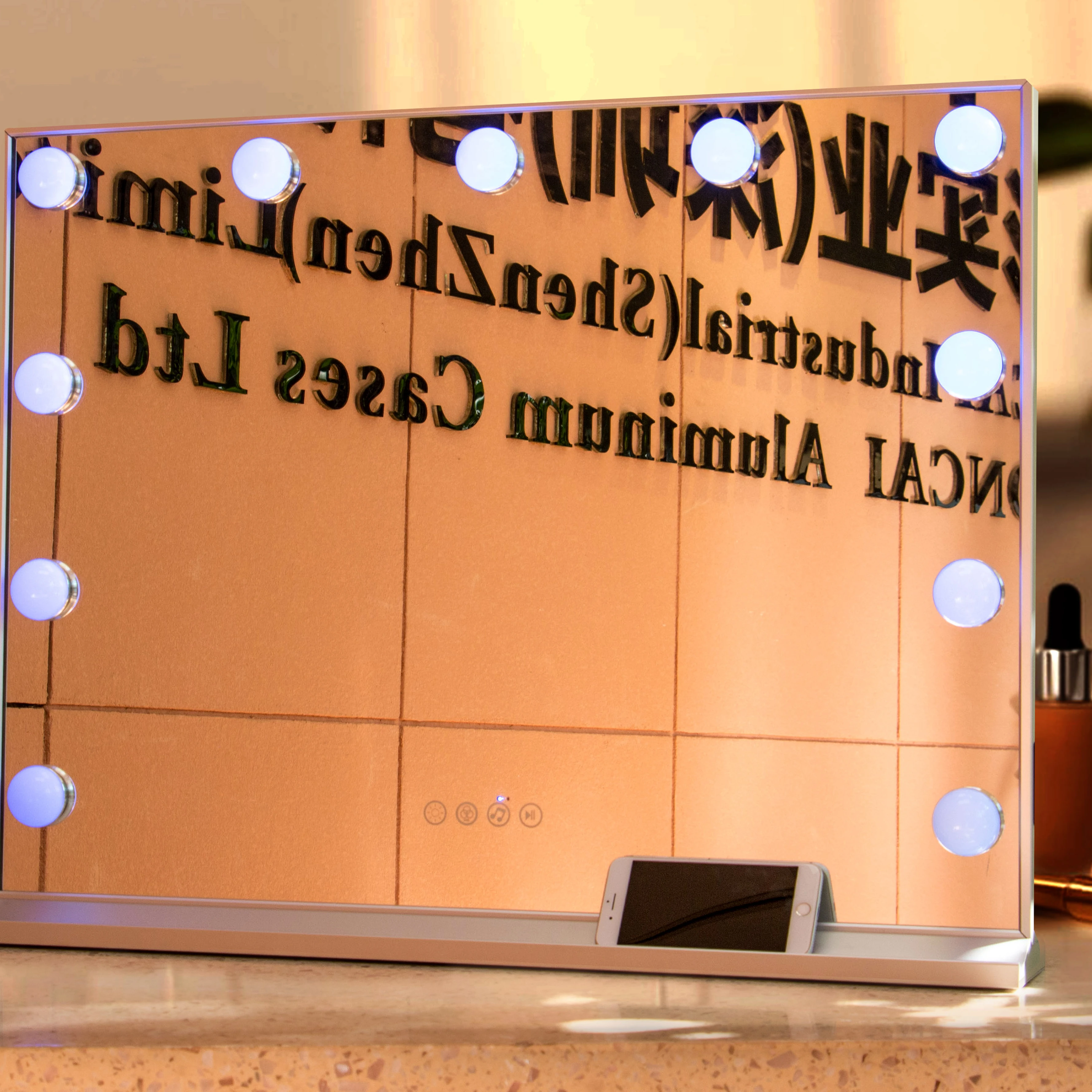 koncai 11Dimmable Led Bulbs  luxury style bathroom table top vanity mirror with led light makeup Mirror table mirror