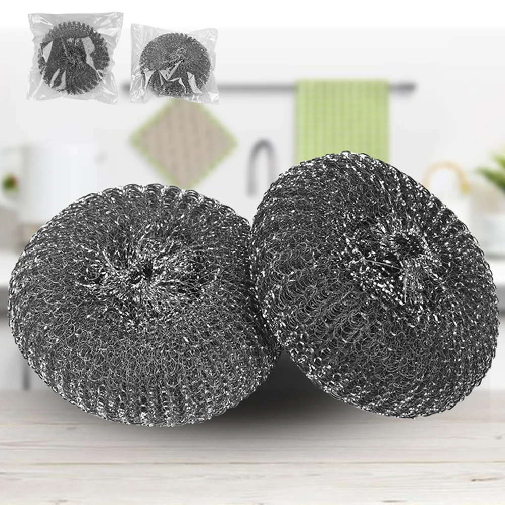 Wholesale Stainless Steel Kitchen Scrubber Dishwashing Metal Sponge Heavy Duty Steel Wool Sponge Scourer for Dishes Pots Pans