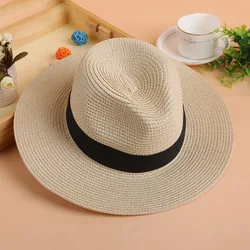 Summer beach hats wholesale women men panama straw hat with custom logo