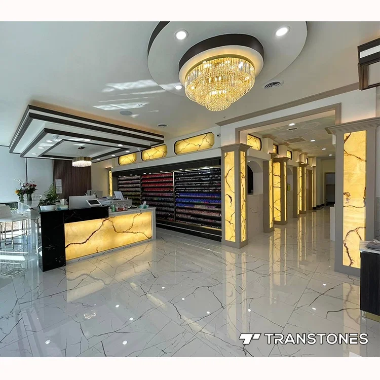 Flexible Alabaster Wall Panel Yellow Onyx Translucent Alabaster Onxy Stone For Indoor Column