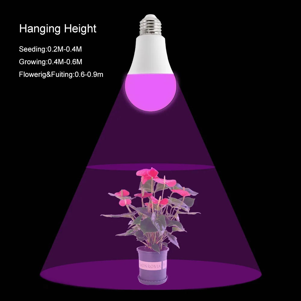 9W 120V/220V Full Spectrum B22 E27 E26 Indoor Plant Bulb for Hydroponics LED Grow Tent Lighting Bulbs