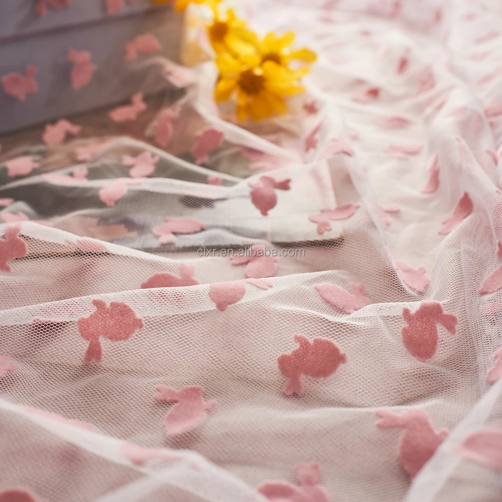 Розовая Милая Тюлевая ткань из меха кролика 100% полиэстера милое платье-пачка для девочек