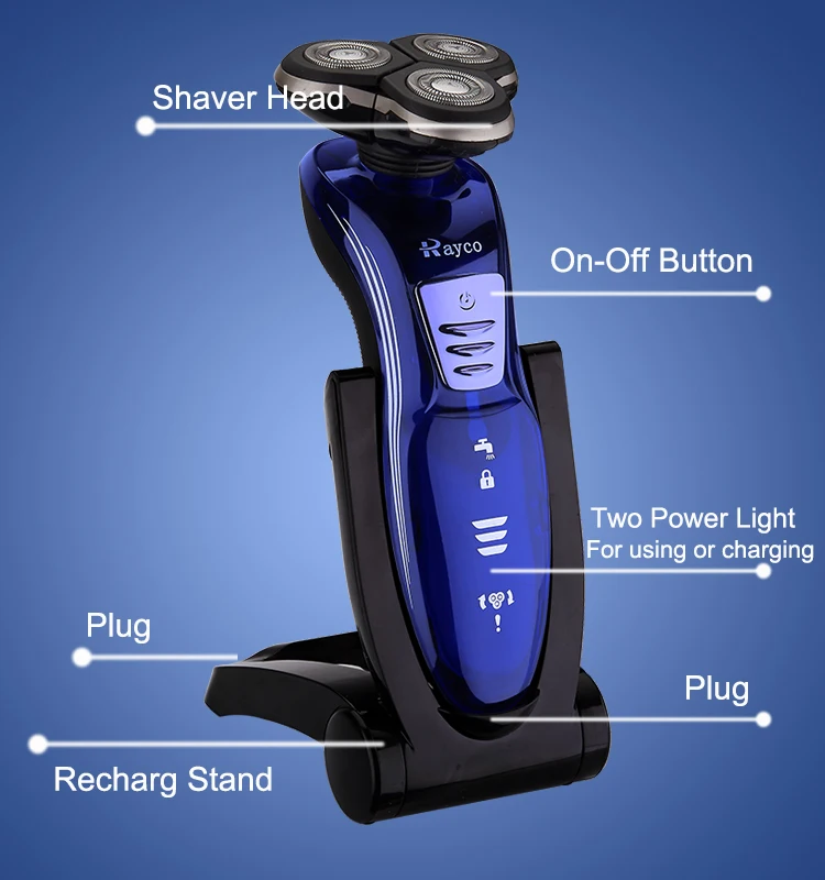 Профессиональная Мужская электрическая моющаяся перезаряжаемая бритва синего цвета