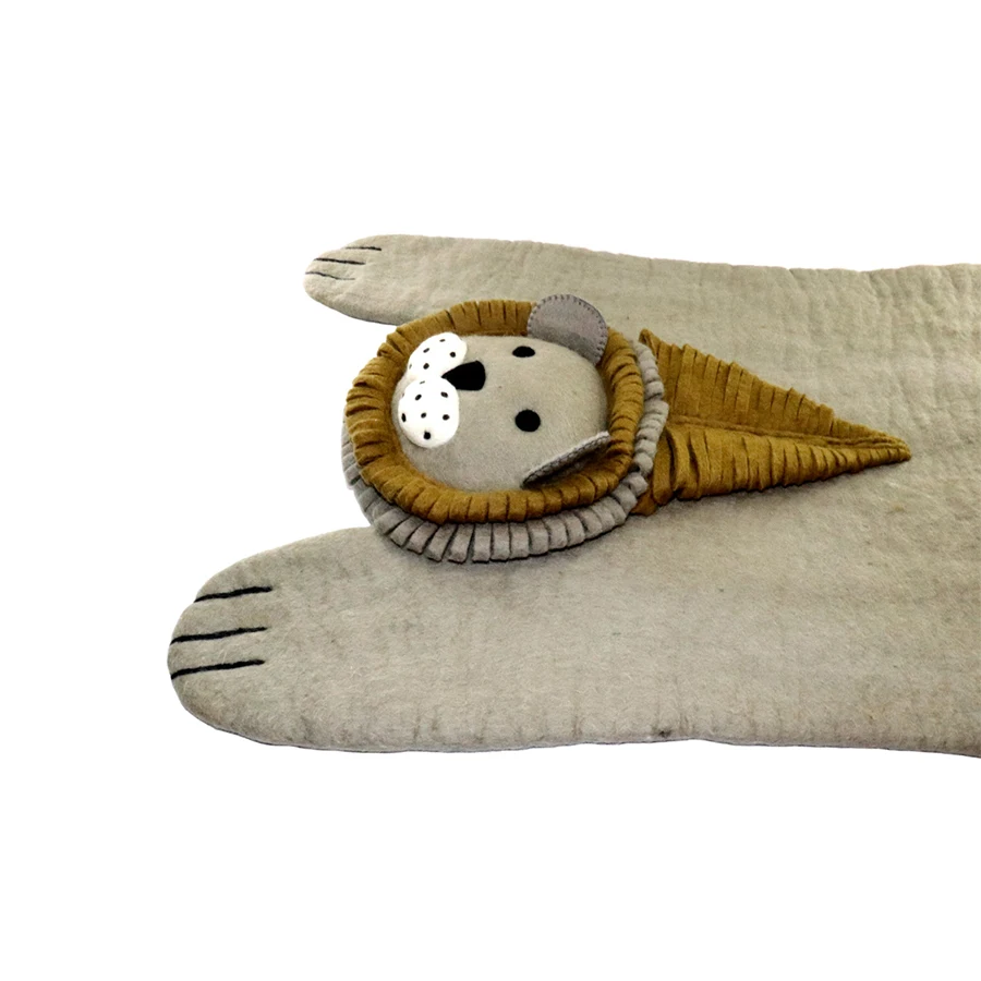 bedside rug Animal Shaped Handmade Lion Round Rug  Animal Shaped Rugs - Lion