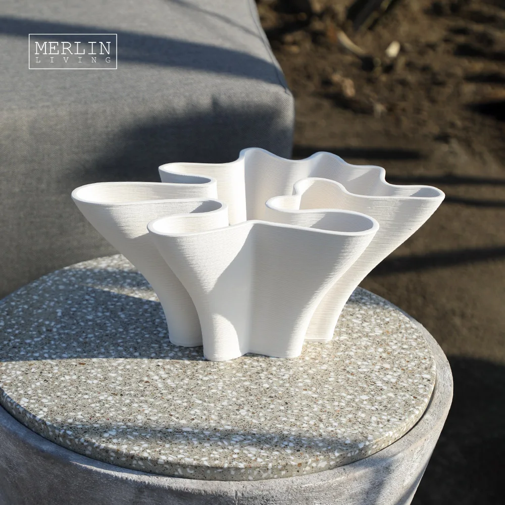 Merlin Living 3D Printing Vase Flower Bouquet Pot Shape Wedding Vase Nordic Vase For Chaozhou Ceramic Factory OEMODM Custom