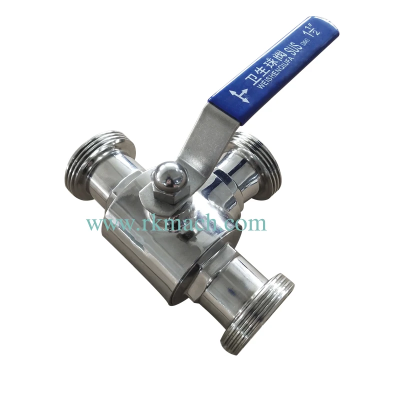 factory price 38mm stainless steel ss304 Sanitary three way screw ends Ball valve