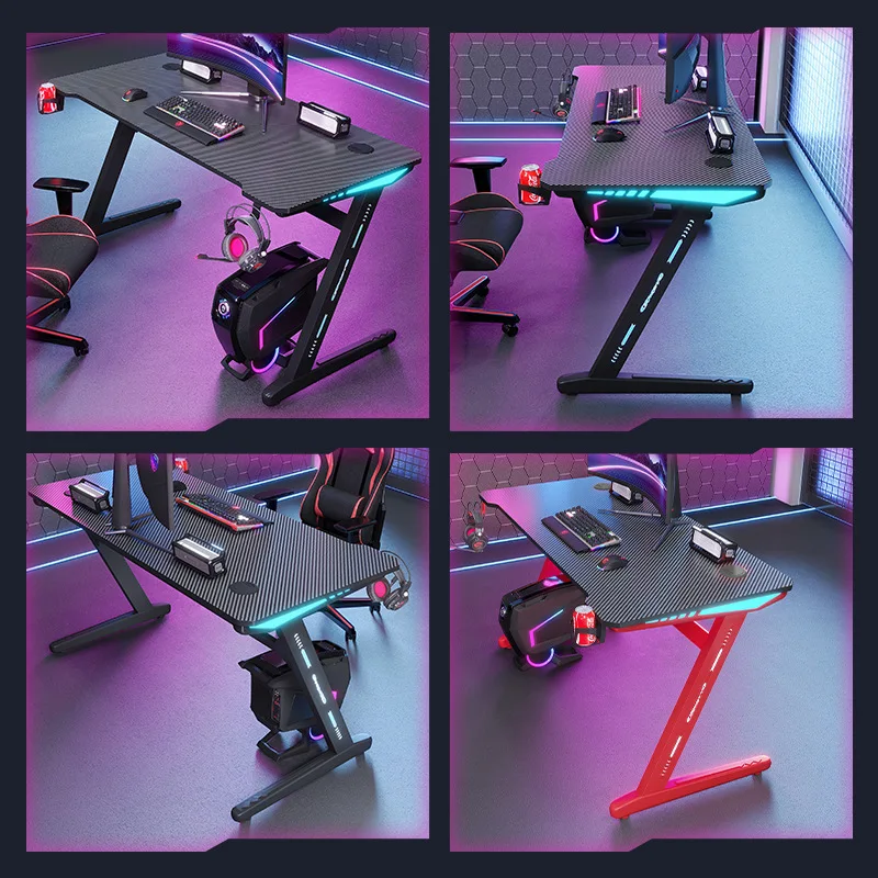 Заводская поставка 1200x600 игровой стол RGB светодиодные фонари для компьютера ПК Рабочий из металла и дерева с безопасной упаковкой
