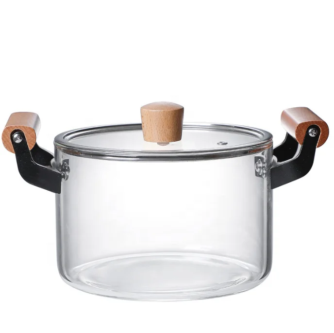 Amazon best selling glass cooking soup pot stock pots with cover for kitchen