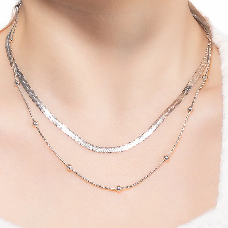 Euro America Unisex Double-Layered Stainless Steel Necklace Gold Plated Vintage Style Link Chain for Gift Jewelry for Women