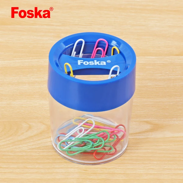 Оптовая продажа, пластиковая круглая магнитная коробка с зажимом для бумаги