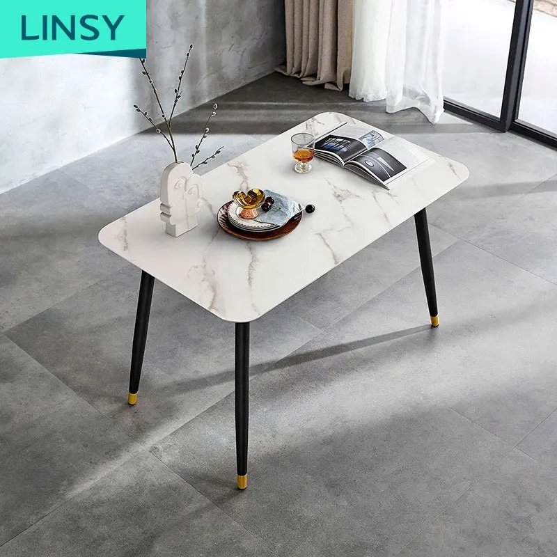 Linsy New Home Small Unit Simple kitchen Room Dining Table Set With 4/6 Chair