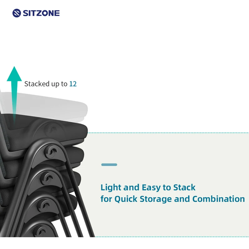Sitzone School Conference Rooms Stackable Meeting Chair Wth Rotatable Writing Tablet Office Foldable Mesh Training Chair
