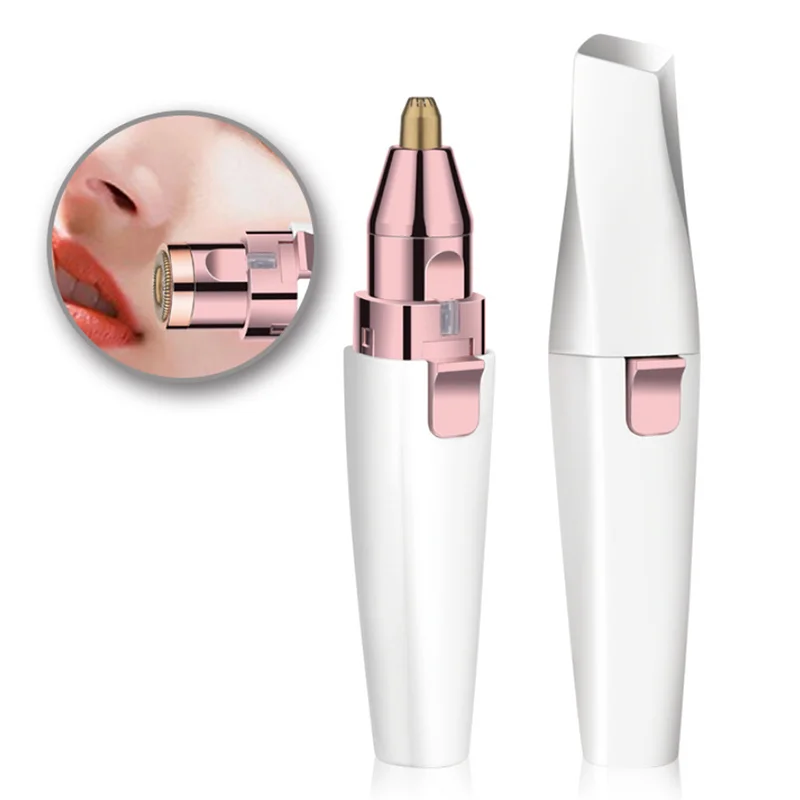 Amazon hot selling usb rechargeable girls painless 2 in 1 portable electric eyebrow trimmer