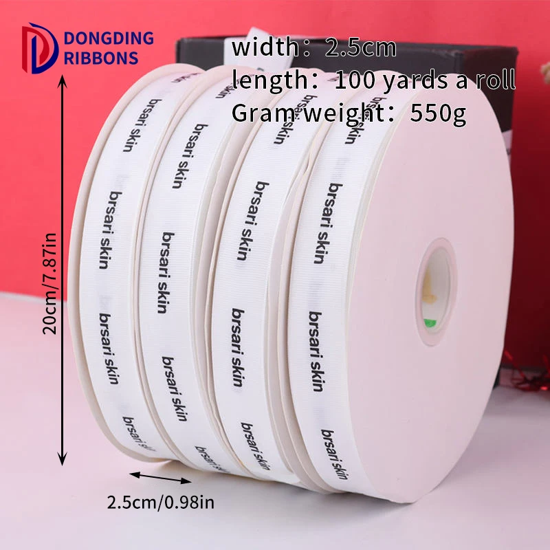 Wholesale Factory Direct High Density 25mm Polyester Ribbon Customized With Logo Gift grosgrain Ribbon For Packing