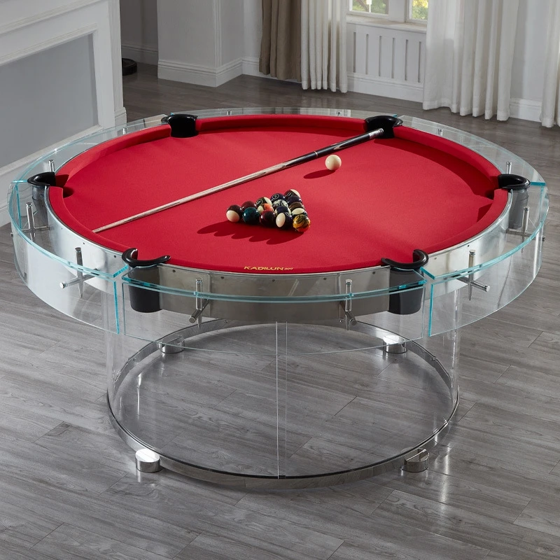 Standard 9ft Indoor Game English American High Quality Full Crystal Tempered Glass Billiard Table with CPBA Billiard Cloths