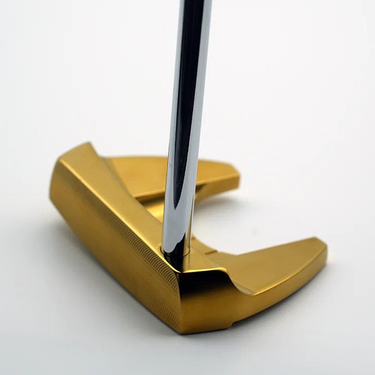 Custom logo Forged CNC Wide mallet  type golden Golf Putter Head
