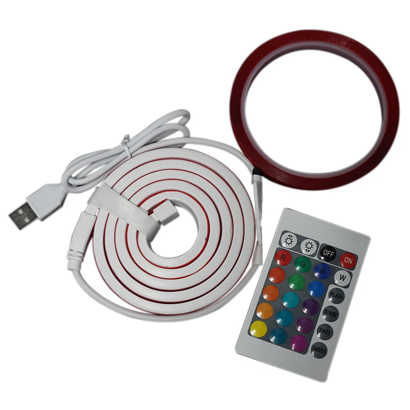 DC 5 В 2 м RGB гибкий неоновый светодиодный свет для украшения жилых помещений IP65 водонепроницаемый 108 светодиод/м свободно изгибающийся Канатный