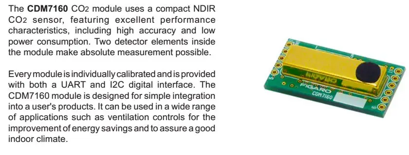 NDIR CO2 Sensor 300-5000ppm Small Size with UART , I2C Output CDM7160