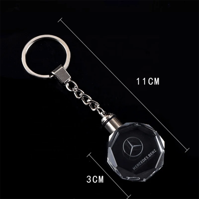 Custom Car Logo Keychain Laser Engraving Led Light Keychain Creative Crystal Key Holder