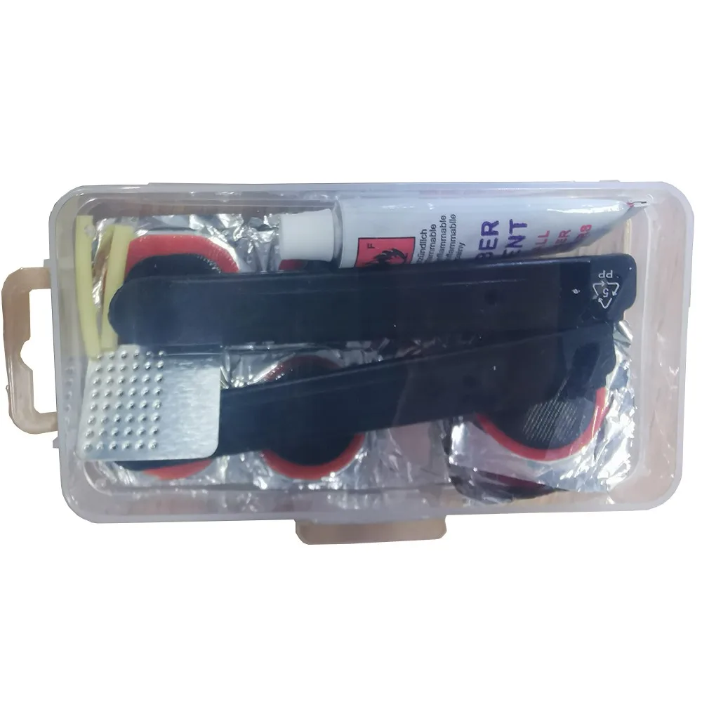 Bike Inner Tire Patch with 11 PCS Vulcanizing Patches Metal Rasp and and Lever for Motorcycle BMX Bicycle Repair Kit