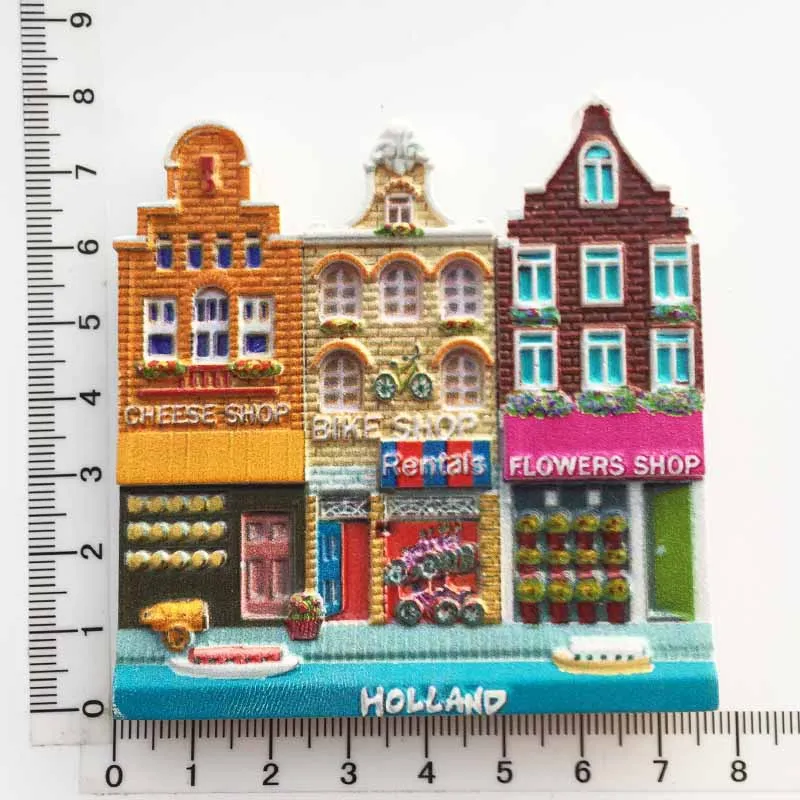 Custom Netherlands Amsterdam Souvenir Fridge magnet 3D Printing Polyresin Magnet Resin Promotional Fridge Magnet Stickers