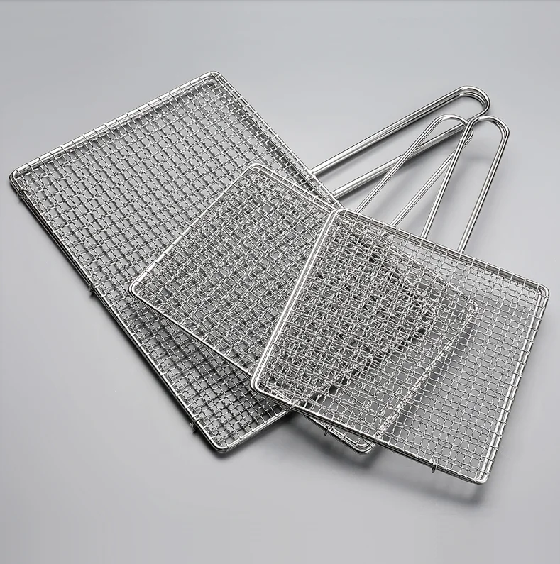 Non-stick Grill Basket BBQ Wire Mesh Grill Net Grilled Clip for Fish & Vegetable & Steak