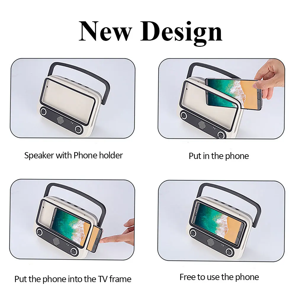 New 3D Surround Sound Bar Wireless Micro Speaker Portable Audio Bass Retro TV Mobile Phone Stand Universal 5.0 BT Speaker