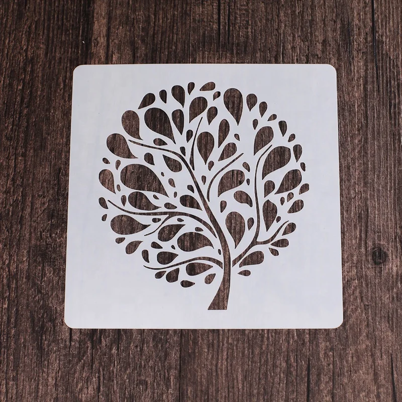 Factory direct selling pet milky white translucent leaf stencil set painting template