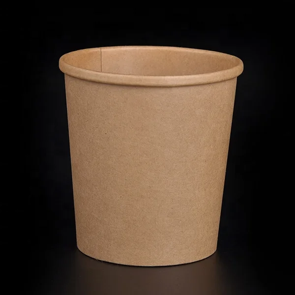Manufacturer custom logo OEM disposable brown packaging with lid for noodle rice hot food salad soup black kraft paper bowl