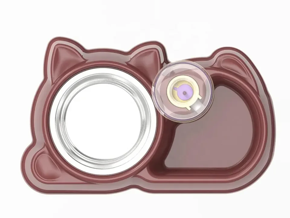 Automatic auto plastics portable pet water bottle feeder 2 in 1 for cats and dogs