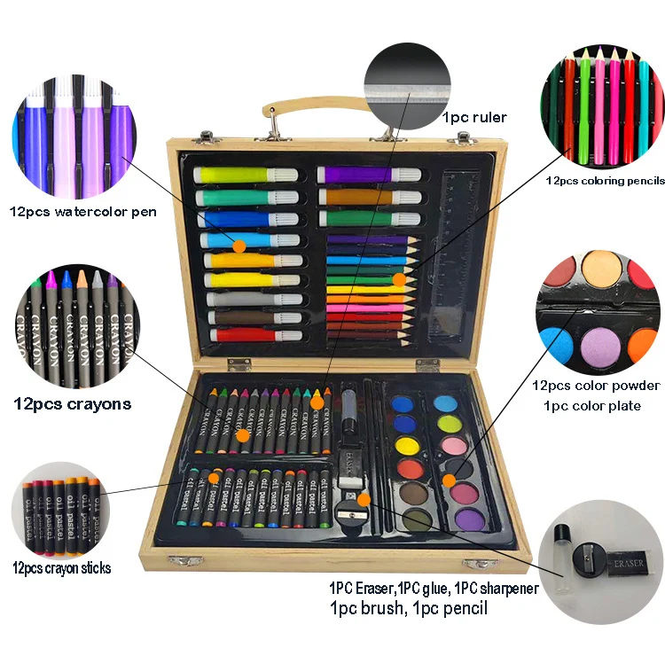 Набор деревянных канцелярских принадлежностей набор карандашей для рисования в деревянной коробке детей с пользовательским логотипом