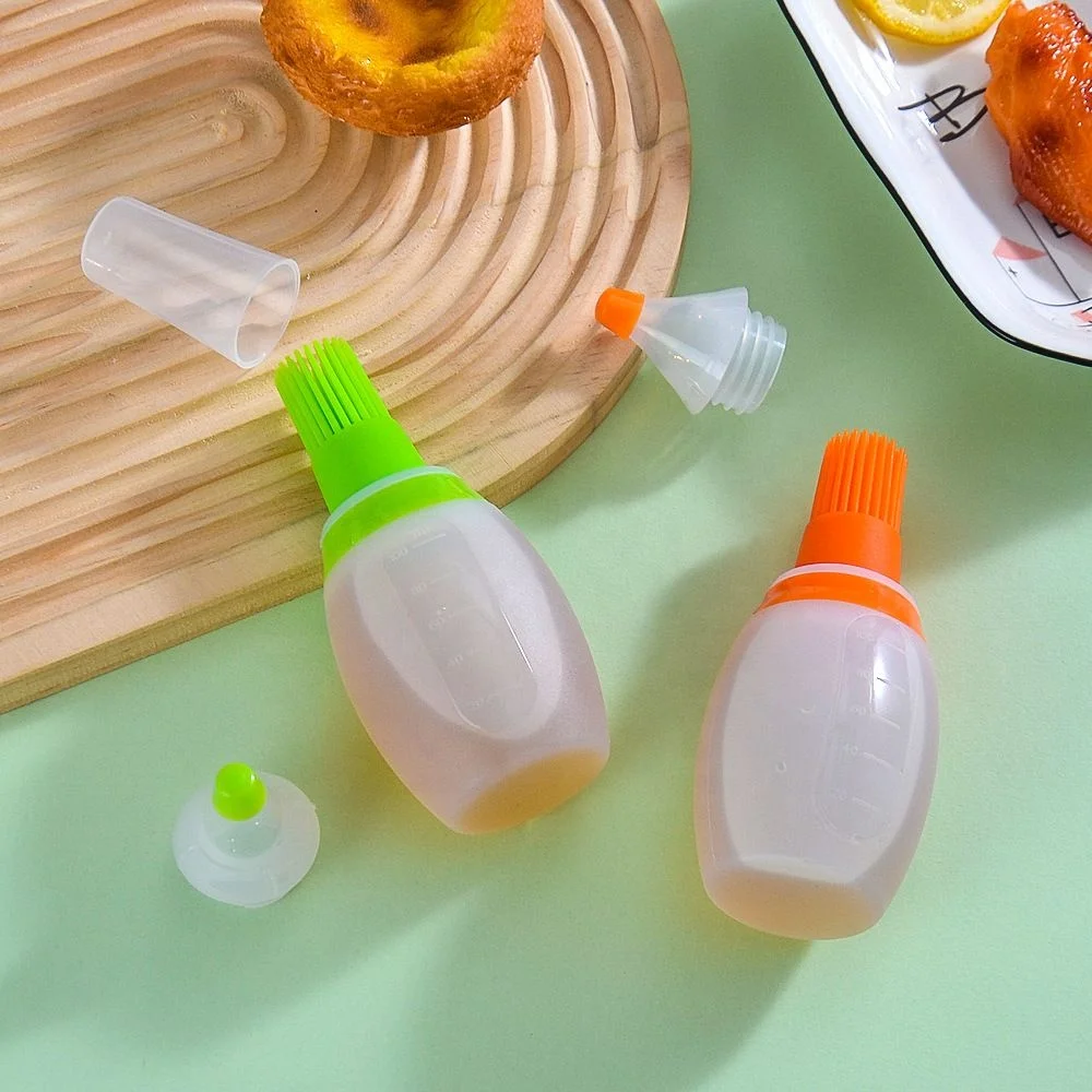 Double-Head Multifunctional Silicone Oil and Seasoning Bottle Brush for Barbecue and Dough Single Brush Design