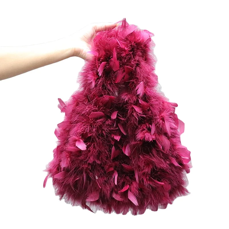 Fur bag handmade Turkey ostrich feather lady bag trade card custom wholesale handbag