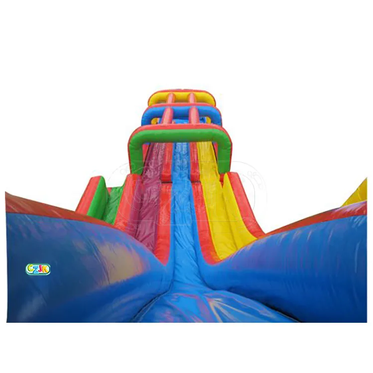 outdoor kid triple lindy high giant inflatable bouncer racer 16 ft water slip and slide for kid sale