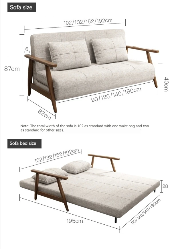 Одноместный двухместный диван-кровать из скандинавской ткани небольшой бытовой многофункциональный складной диван для гостиной и спальни