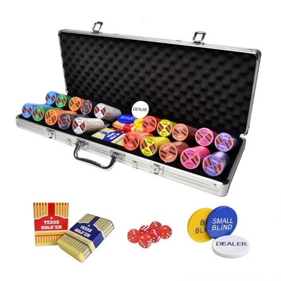 Poker Chips Set 500pcs Aluminium Case Packaging OEM custom poker chips