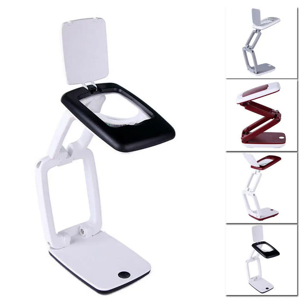 Portable COB LED Book Light Reading Lamp Modern Style Foldable and Magnifying Glass Plastic Body