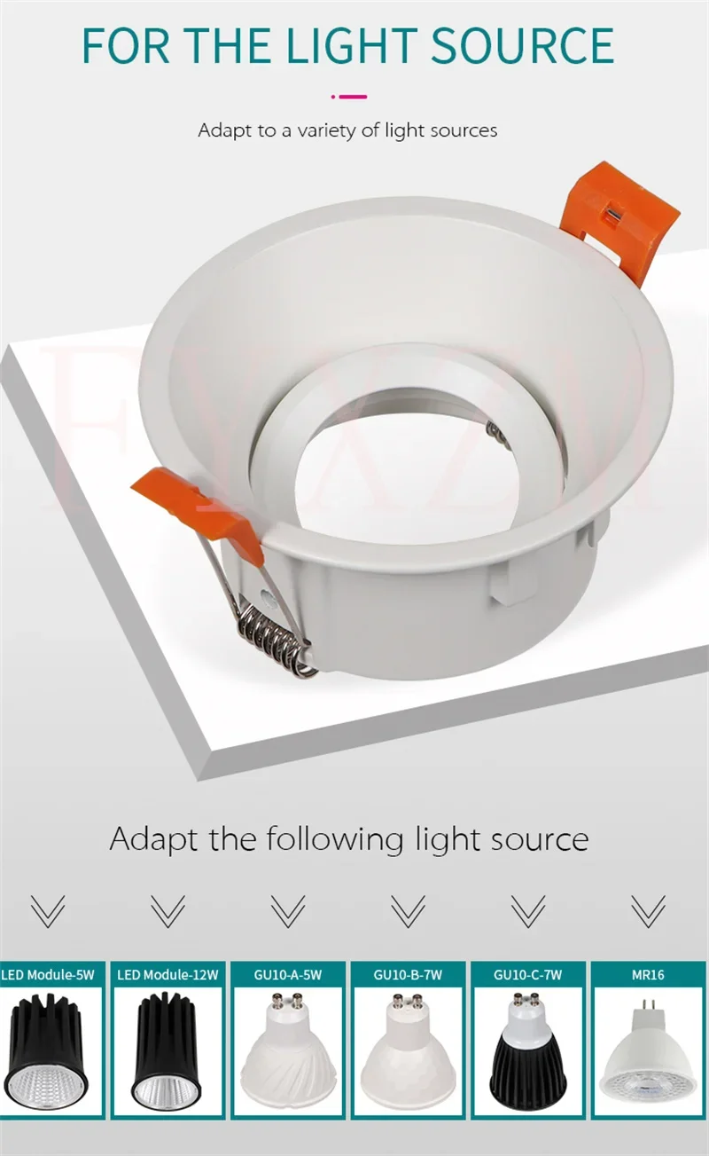 New Recessed LED Spot Light MR16 GU10 White Round Square Shape Fixture Frame