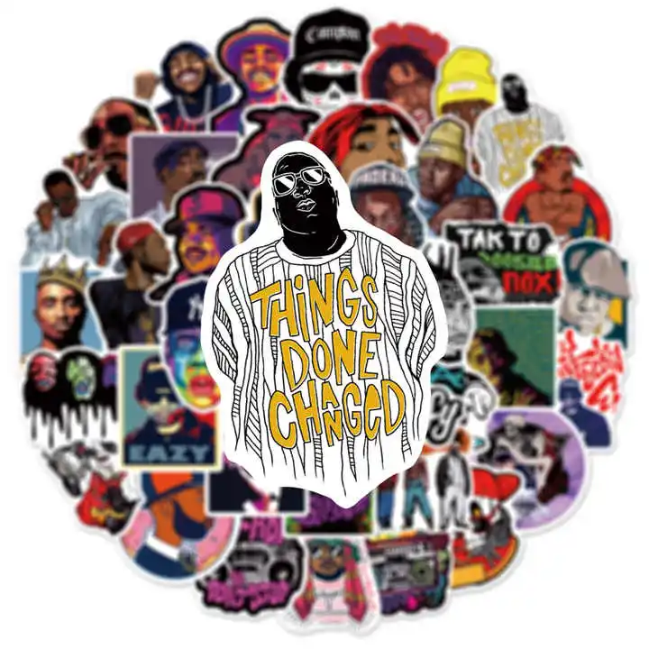 Wholesale 50Pcs Hip Hop Rap Graffiti Decorative Stickers Label For Luggage Laptop Guitar Scrapbook Skateboard Waterproof Sticker