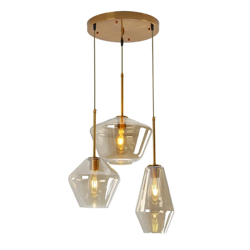 Nordic Modern Glass Pendant lights Fixtures Loft LED Hanging Pendant Lamp for Kitchen Restaurant Living Room Bedroom E27