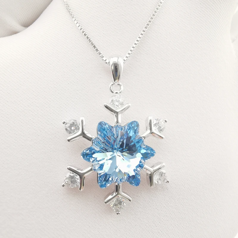 best selling silver 925 Imported Austrian Crystal snowflake high quality women necklace