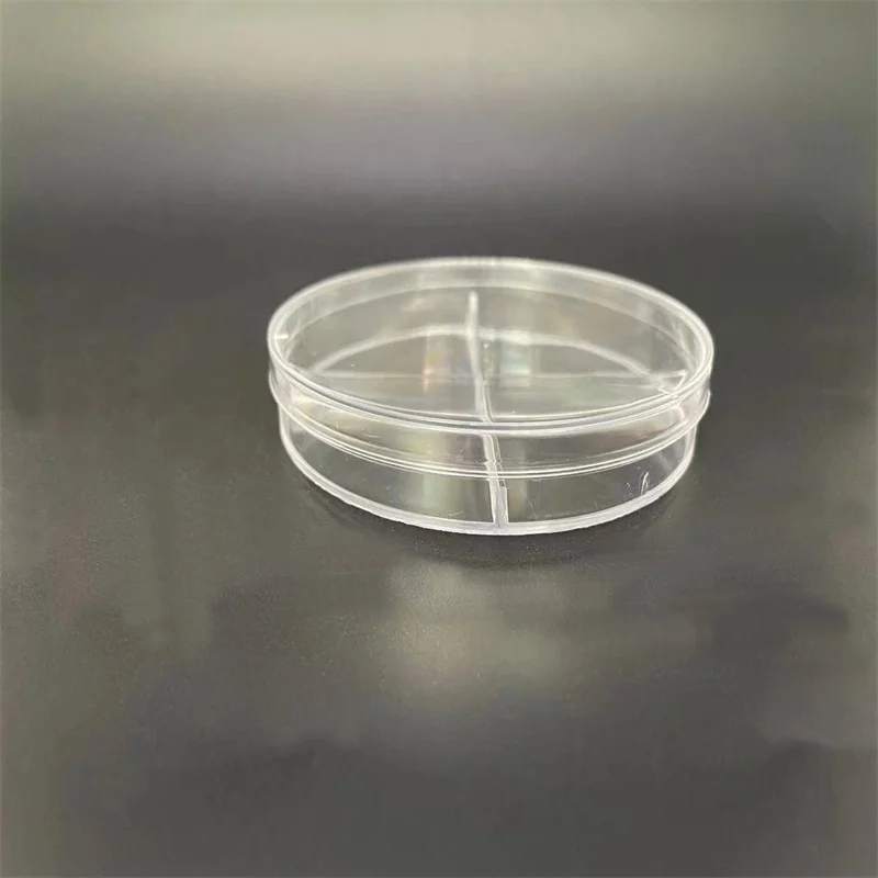 Wholesale Support Custom Round Transparent Lab Conch Stackable Petri Dish Plastic 90x15mm Petri Dish 90x15mm Four Compartments