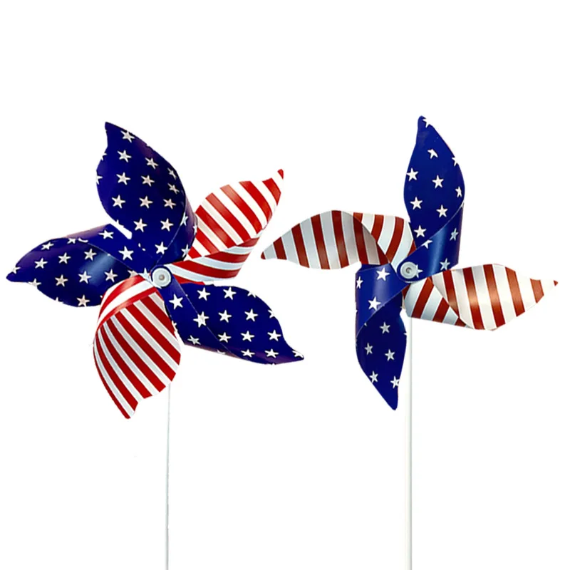 American Flag Patriotic Pinwheels Independence Day Pinwheels US Stars and Stripes Pinwheels Garden Windmill Wind Spinner for Kid