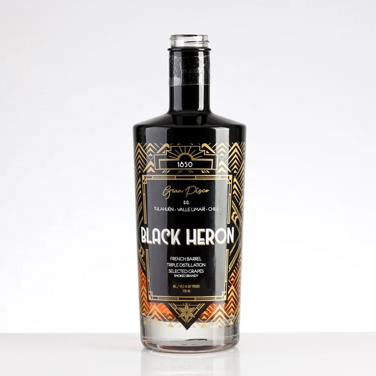 Custom Spray Painted Color Screen Printed Logo Empty Spirit 50ml 500ml 750ml 1000ml 75cl Brandy Glass Bottle For Liquor