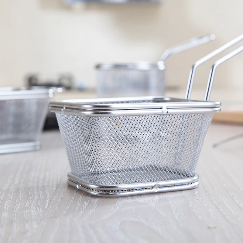 4 inch stainless steel fries snack basket Mini Gourmet fried Western restaurant chicken nuggets fried basket