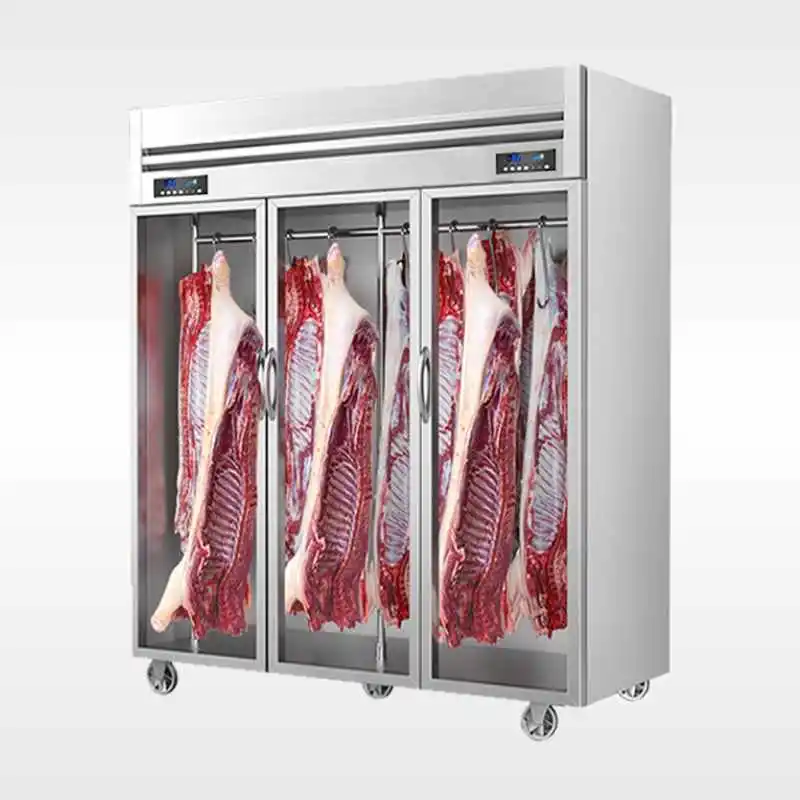 8-Stainless Steel glass Meat Hanging refrigerator Glass Meat Fridge meat beef hanging refrigerated With Free Hook
