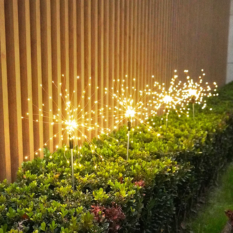 H45cm Firework Starburst Dandelion Portable Stake Light Motion Sensor Outdoor Street Garden Decorative Led Solar Light