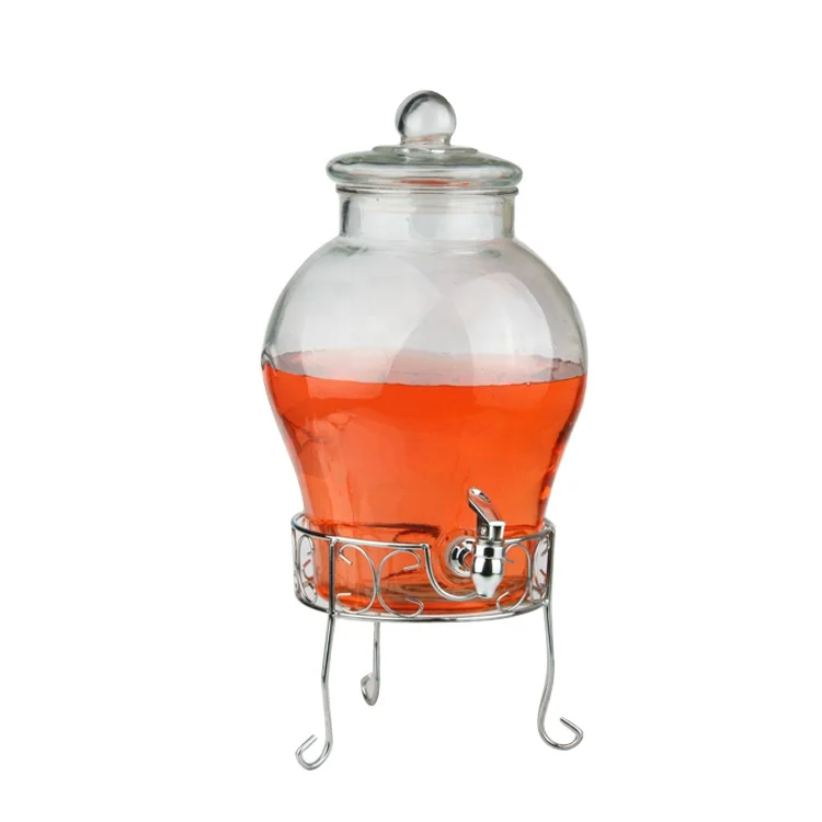 Large new design mason jar glass beverage dispenser with tap