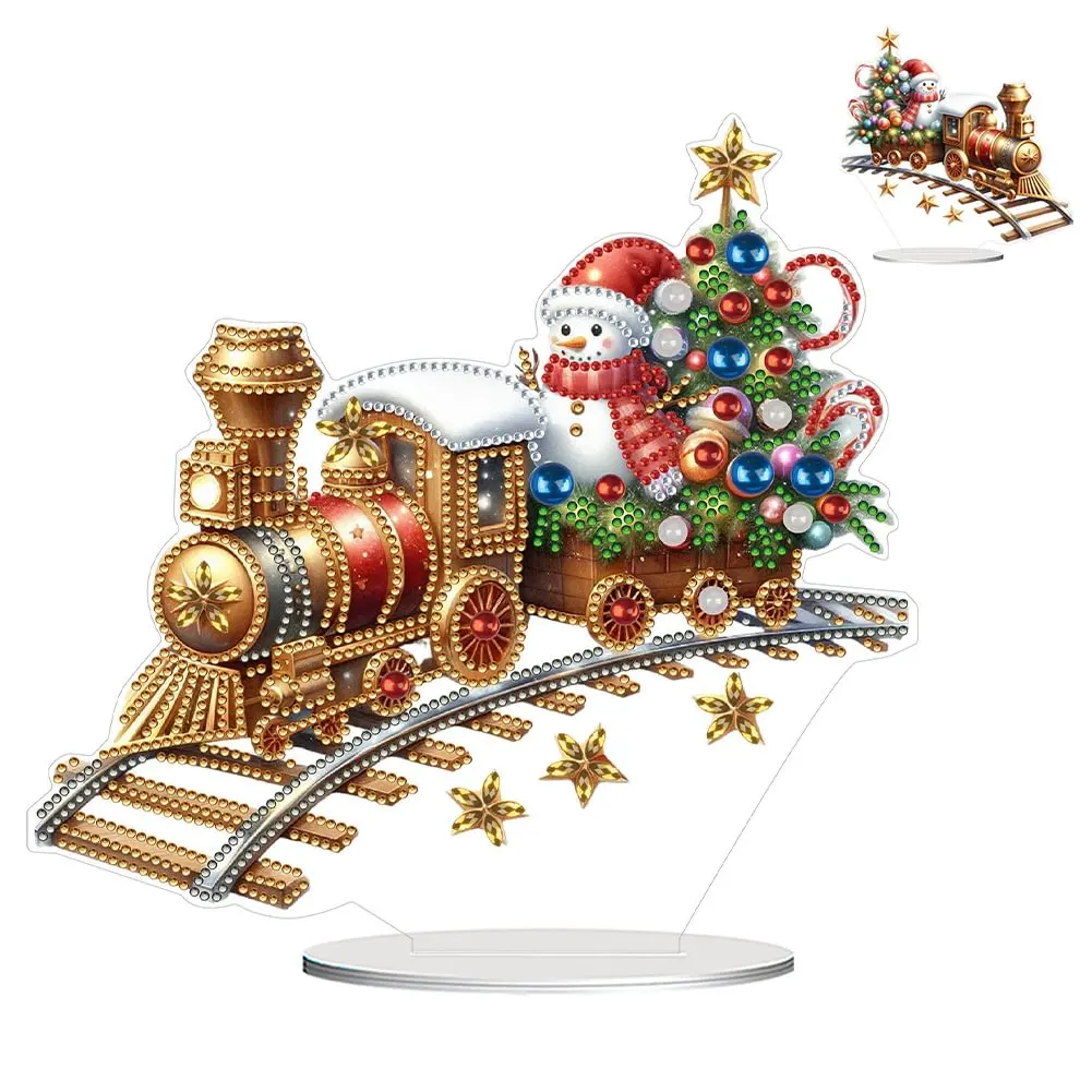 Diamond Painting Acrylic Winter Christmas Train Double Sided  5D DIY Craft Table Ornament