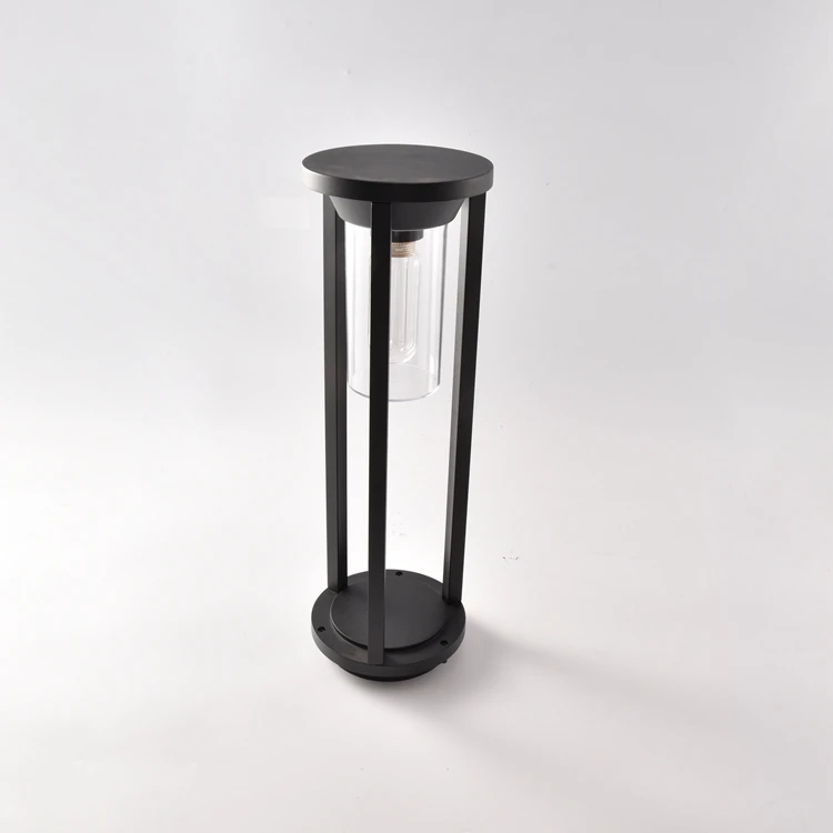 modern aluminum ip44 round pc shade outdoor landscape e27 bollard lawn light for garden
